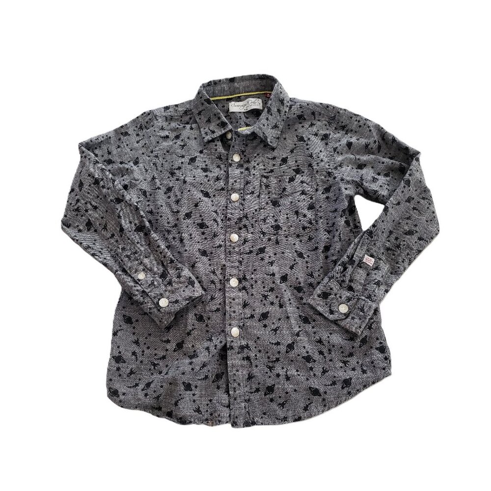 Sovereign Code Boys Gray Planets Button Down Long-Sleeve Shirt Size 6 Years